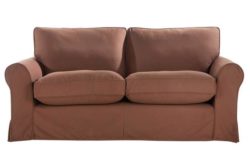 HOME Charlotte Large Fabric Sofa with Loose Cover -Chocolate